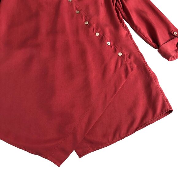 Soft Surroundings Top Womens XS Pink Asymmetrical Washed Tunic Lagenlook Blouse - Picture 2 of 16